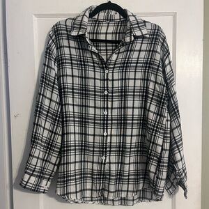 Black and White Plaid Button-Up Shirt